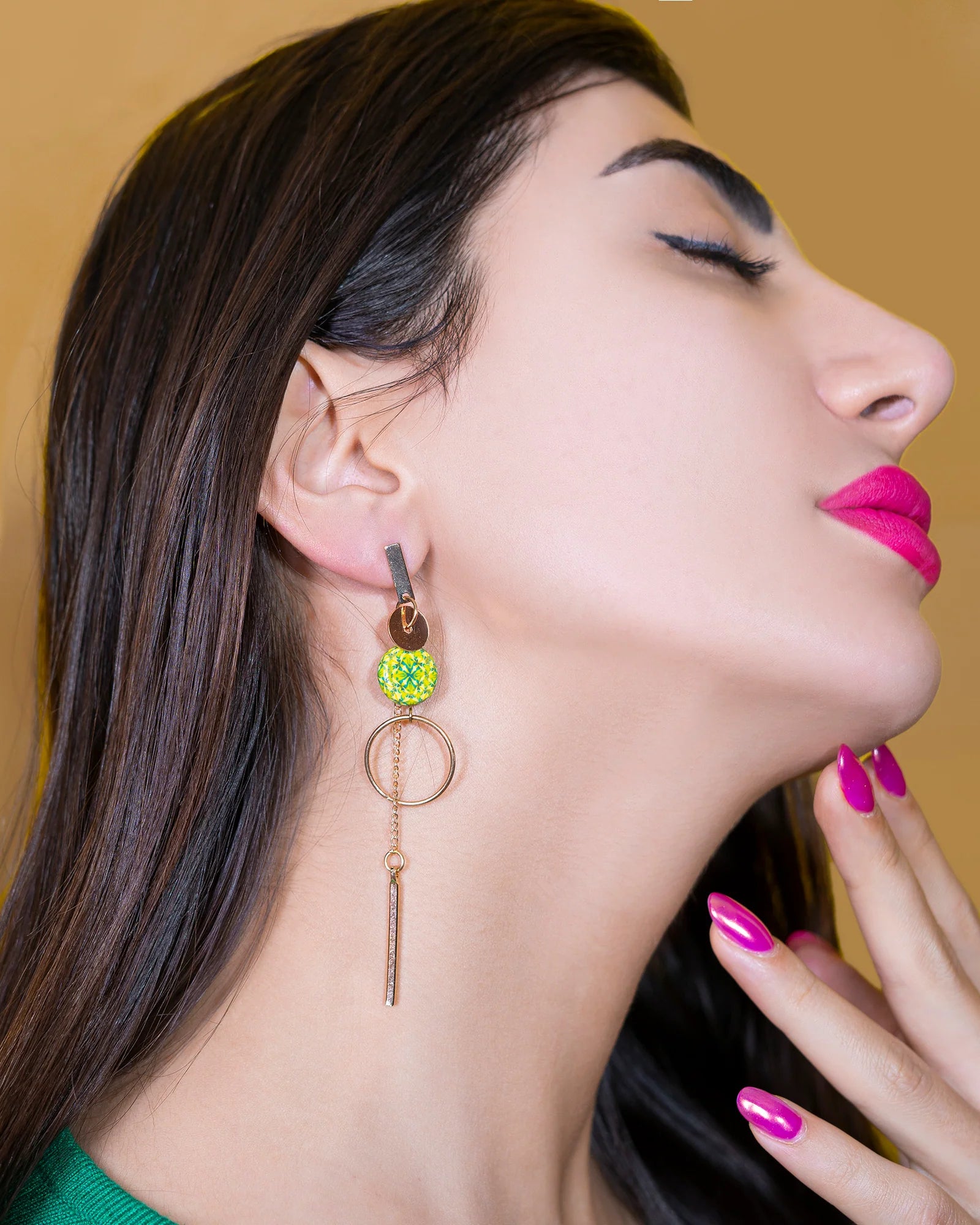 Boucles d’Oreilles Longues Originales Rondes Plates