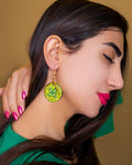 Boucles d’Oreilles Pendantes Rondes Plates avec Motif et Plusieurs Anneaux